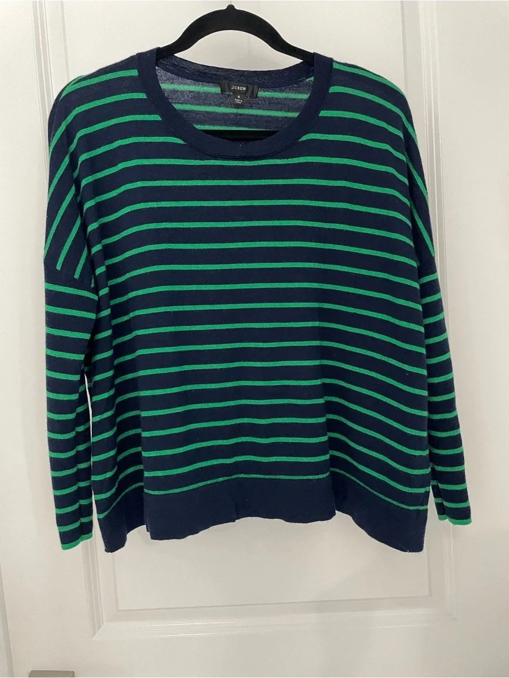 J. Crew Striped Merino Wool Sweater Oversized Crew Neck Preppy Nautical.      21